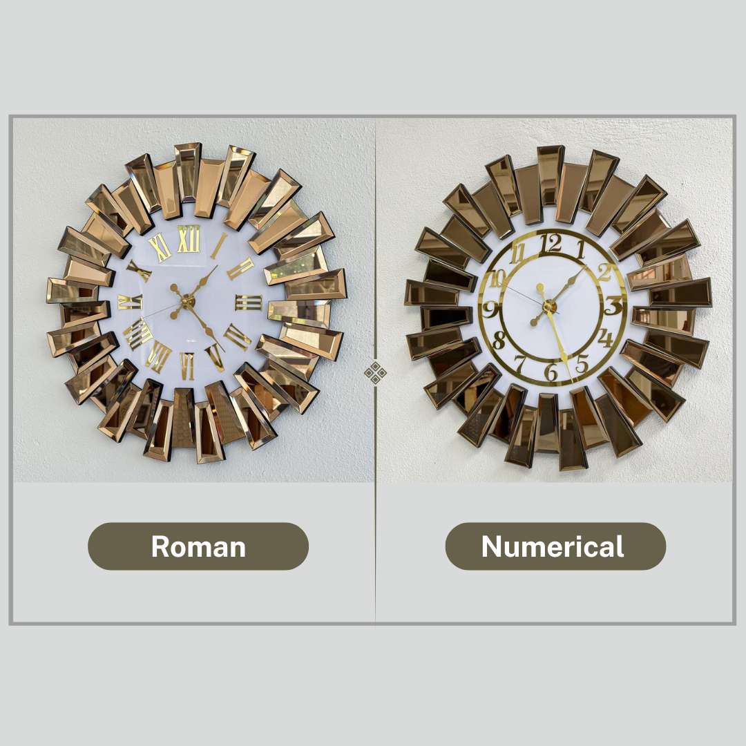 Up Down Design Copper Mirror Wall Clock thumbnail